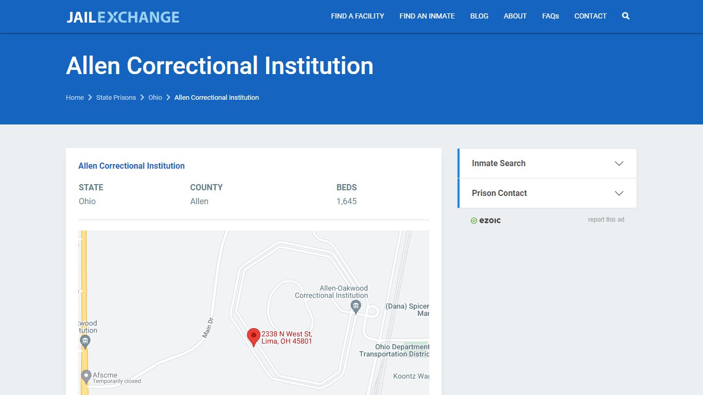 Allen Correctional Institution Prisoner Search ...