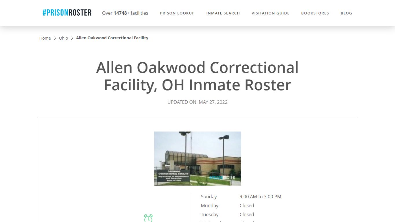 Allen Oakwood Correctional Facility, OH Inmate Roster